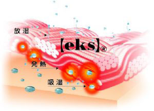 汗を吸って（吸湿）発熱・放熱を行う【eks】®繊維のイメージ